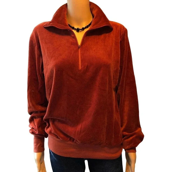 Carl Michaels Soft Velvet velour Women Sweater Size M Orange Fall Favorite - Picture 1 of 7